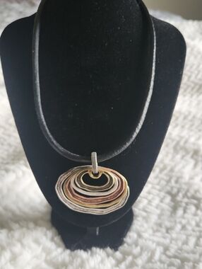 VCLM Multitone Layered Pendant Necklace in Gold, Silver, Rose Abstract Boho Vibe